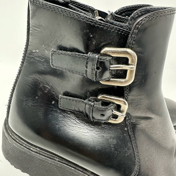 Prada *PRE-LOVED* Sport Leather Ankle Combat Boots, Size 35.5 - Black - Picture 4 of 10